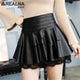 PU Leather Short Skirts Lace Patchwork Mini Plus Size