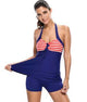 Womens Sexy Halter Floral Print Swimwear Tankini Swimdress