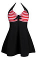 Womens Sexy Halter Floral Print Swimwear Tankini Swimdress