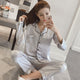 Womens Silk Satin Pajamas Pyjamas Set Long