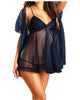 Women Sexy Sheer Babydoll Bra Thong Set Lingerie with Shawl