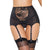 High Waist Hollow Out Mesh Stocking Suspender Elastic G-string Plus Size