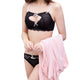 Unpadded Bra Set Sheer Lace Cut Out Bow Underwire Thin Adjustable