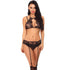 Lingerie Sets See Through Mesh Lace Bandage Bralettes Garter G-String Sexy Sleepwear