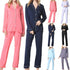 Women's Long Sleeve Pants Pajamas Button Lapel Underwear Set