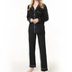 Women's Long Sleeve Pants Pajamas Button Lapel Underwear Set