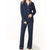 Women's Long Sleeve Pants Pajamas Button Lapel Underwear Set