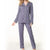 Women's Long Sleeve Pants Pajamas Button Lapel Underwear Set