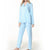 Women's Long Sleeve Pants Pajamas Button Lapel Underwear Set