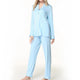 Women's Long Sleeve Pants Pajamas Button Lapel Underwear Set