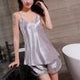 Womens Sexy Satin Lingerie Sleeveless Pajamas  Embroidery Flower Set Underwear