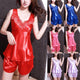 Sexy Satin Lingerie Sleepwear Sleeveless Pajamas Set Underwear Nightdress